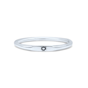 Tiny Pretty Small Sun Engraved Delightful Oxidized Statement Band Thumb Ring